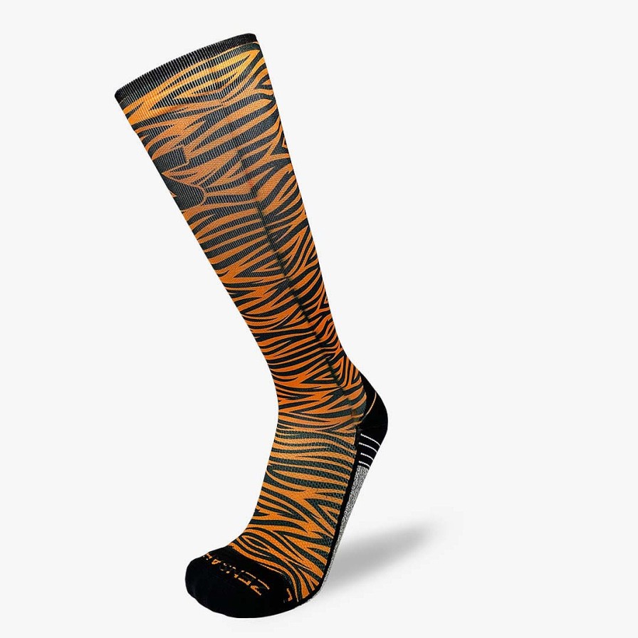 Men Zensah | Tiger Print Compression Socks (Knee-High) Orange