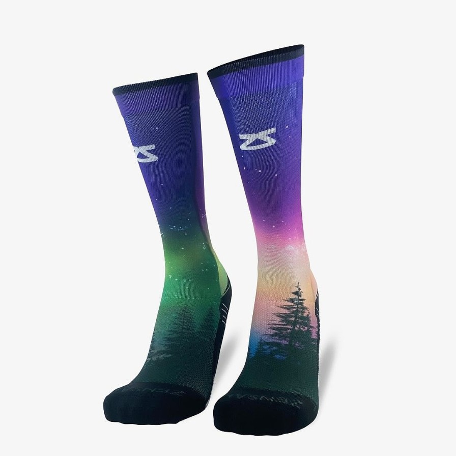 Men Zensah | Northern Lights Compression Socks (Knee-High) Purple/Green