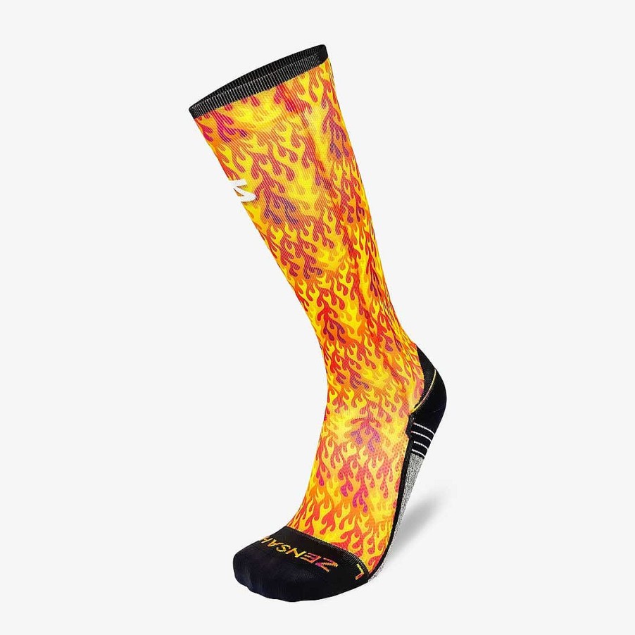 Men Zensah | Flames Compression Socks (Knee-High) Yellow/Red