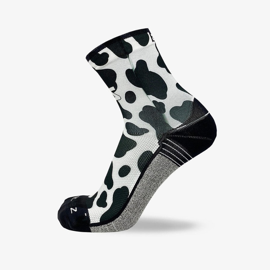 Men Zensah | Cow Print Socks (Mini-Crew) White