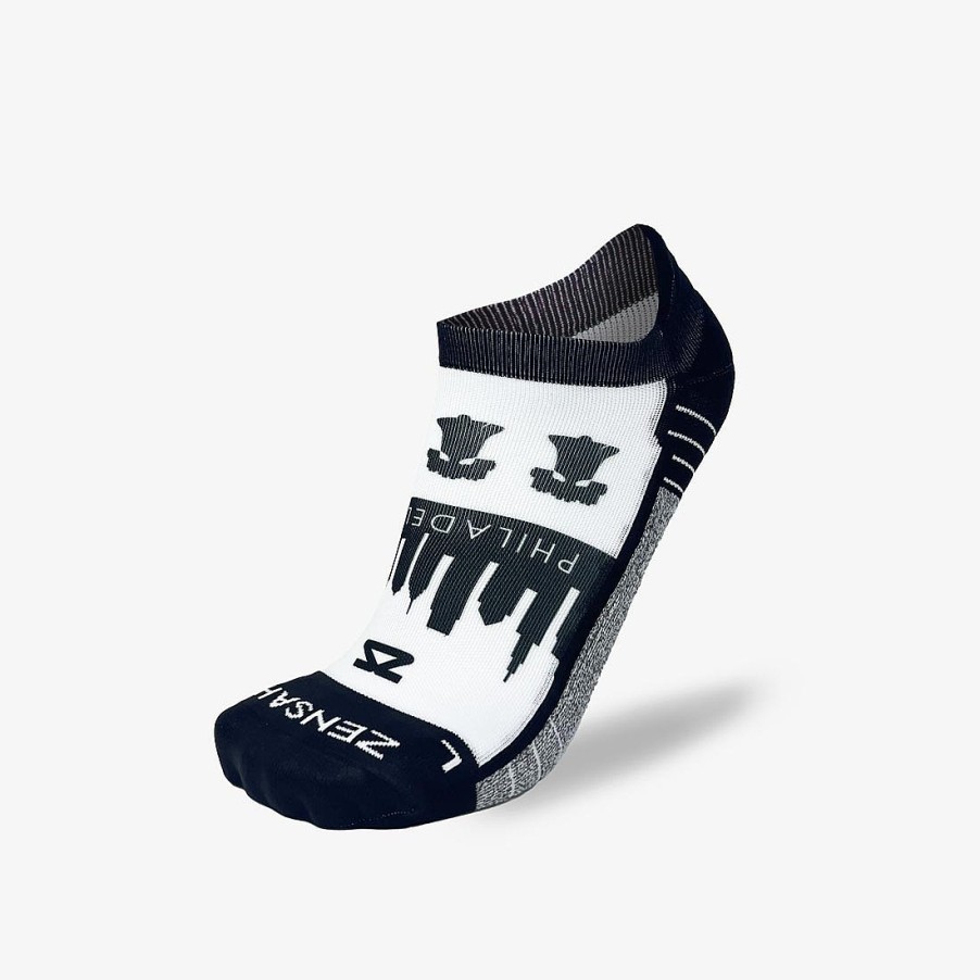 Limited Edition Zensah | Philadelphia Skyline Running Socks (No Show) White