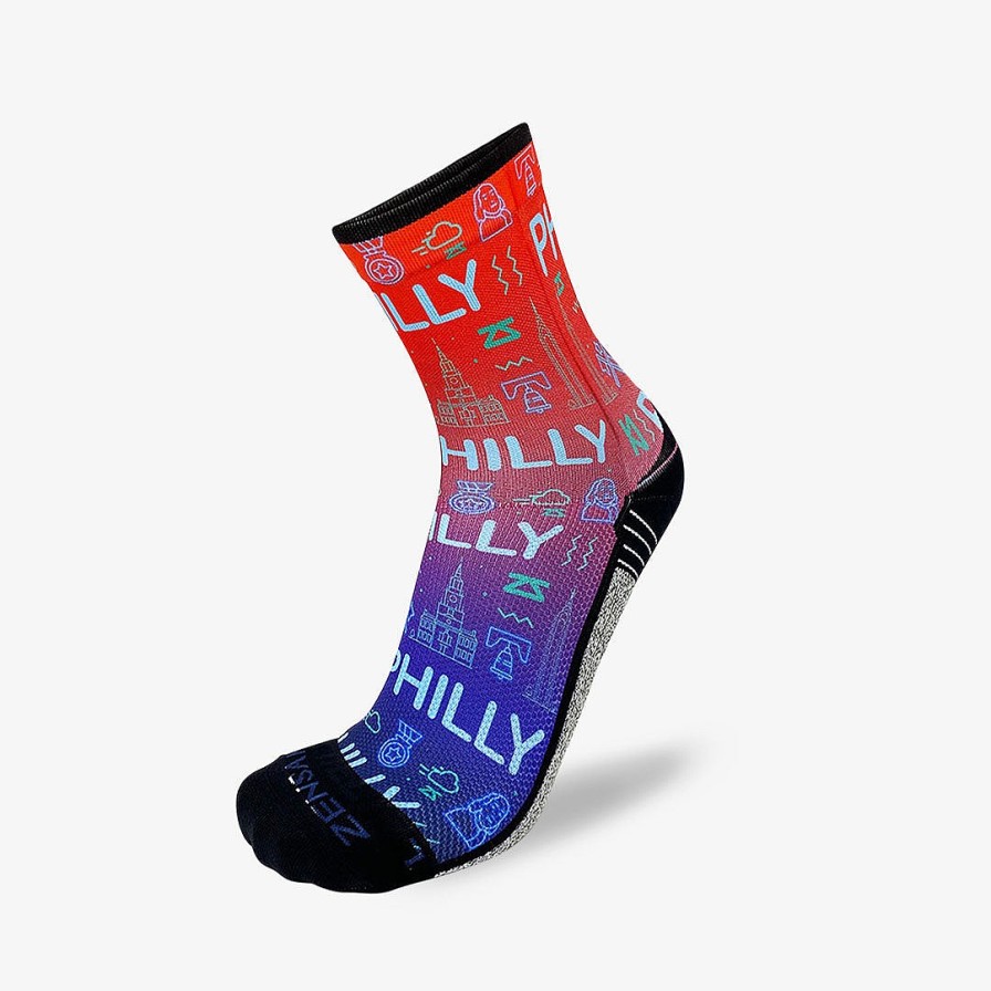 Men Zensah | Neon Philly Socks (Mini-Crew) Blue/Red