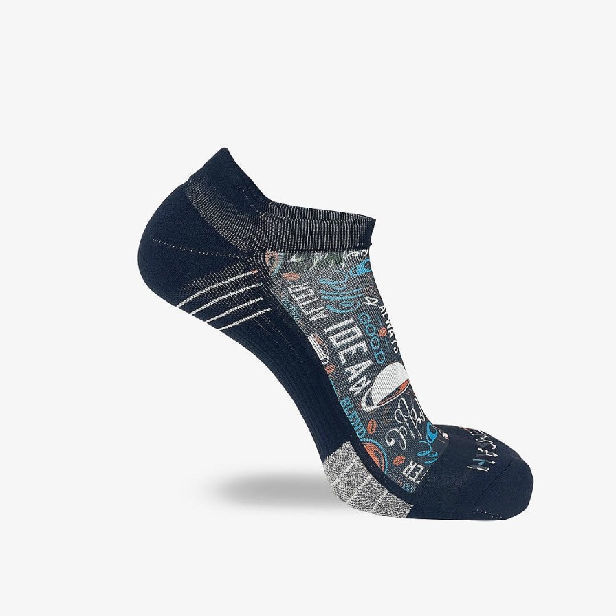 Men Zensah | Coffee Doodle Running Socks (No Show) Charcoal