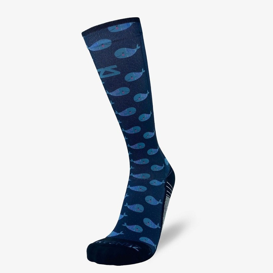 Limited Edition Zensah | Whales Compression Socks (Knee-High) Navy