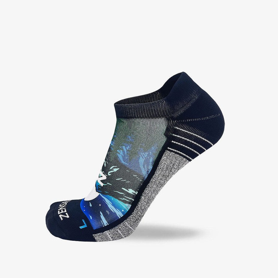 Men Zensah | Mountain Panorama Running Socks (No Show) Blues