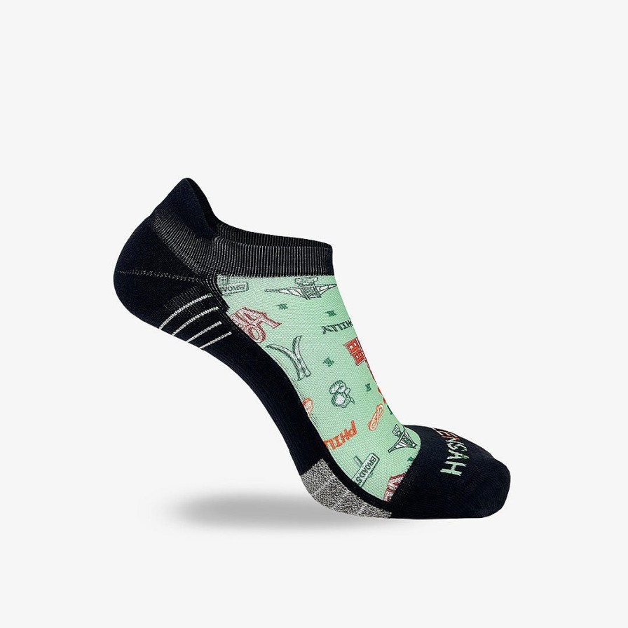 Men Zensah | Philly Doodle Running Socks (No Show) Mint