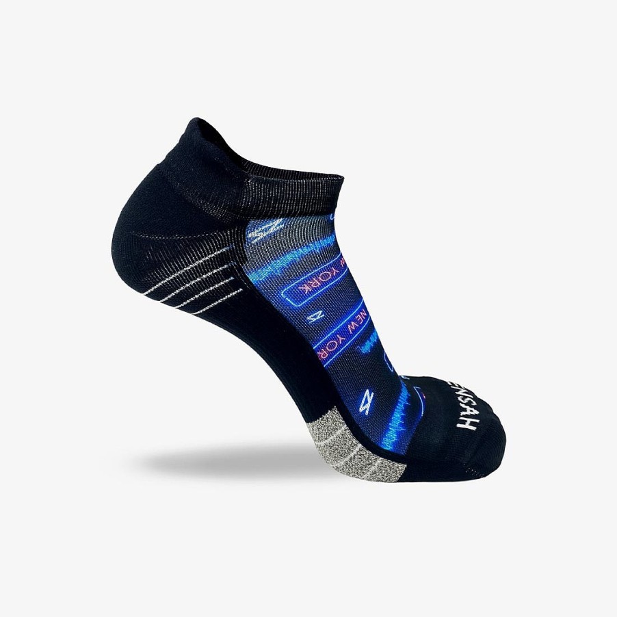 Men Zensah | Neon Nyc Running Socks (No Show) Navy