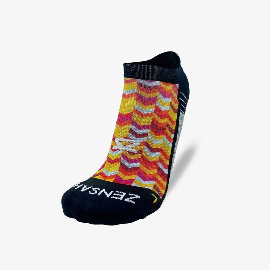 Limited Edition Zensah | Chevrons Running Socks (No Show) Hot Pink/Neon Orange