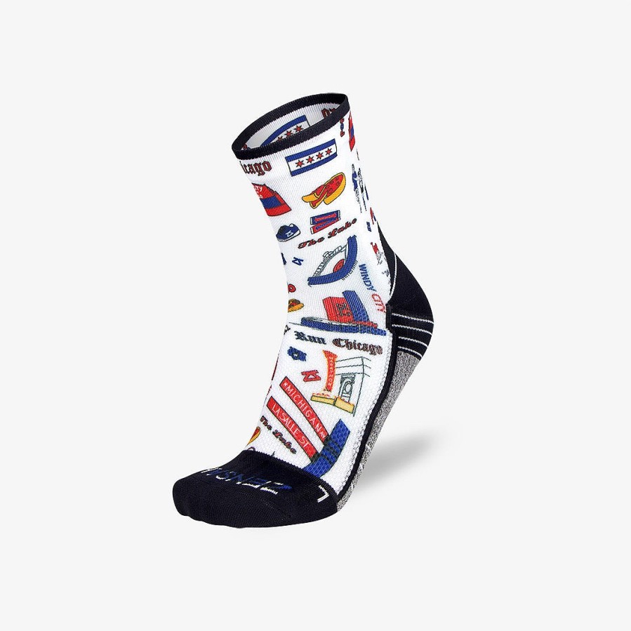 Limited Edition Zensah | Chicago Doodle Socks (Mini-Crew) White