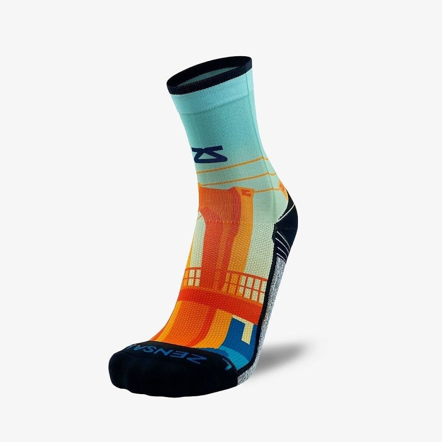 Limited Edition Zensah | Brooklyn Postcard Socks (Mini-Crew) Orange/Blue