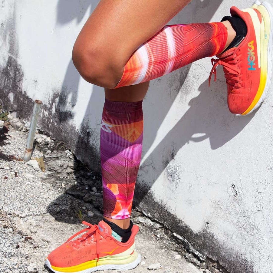 Limited Edition Zensah | Nature Canyon Compression Leg Sleeves Hot Pink/Neon Orange