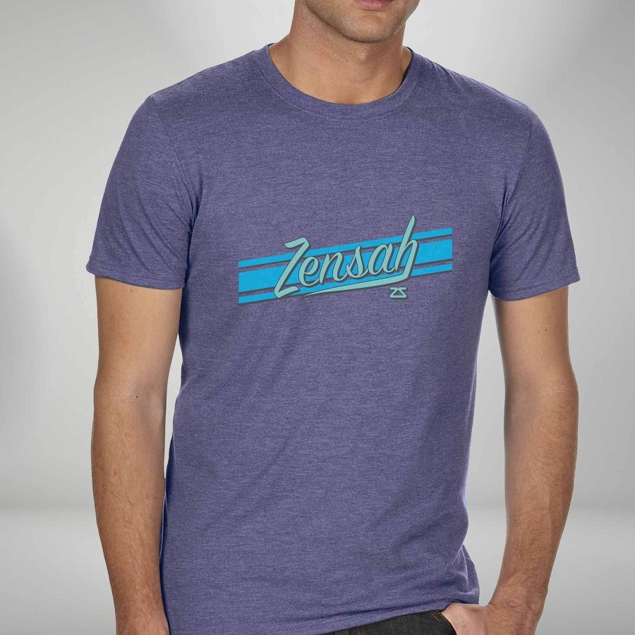 Men Zensah | Men'S Retro Logo T-Shirt Heather Blue