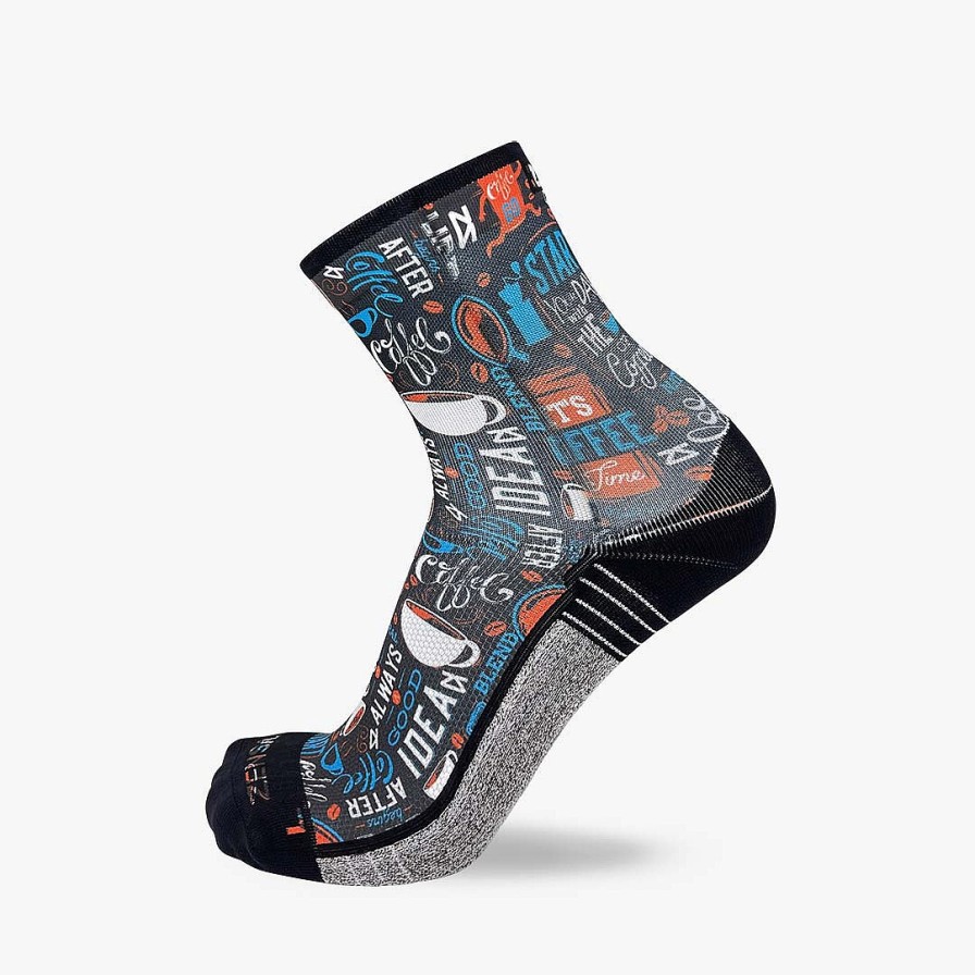 Limited Edition Zensah | Coffee Doodle Socks (Mini-Crew) Charcoal