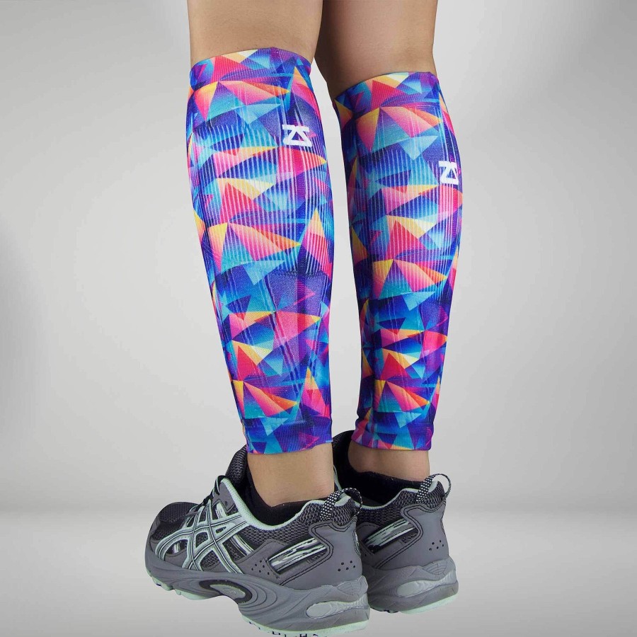 Men Zensah | Retro Triangles Compression Leg Sleeves Blue-Pink