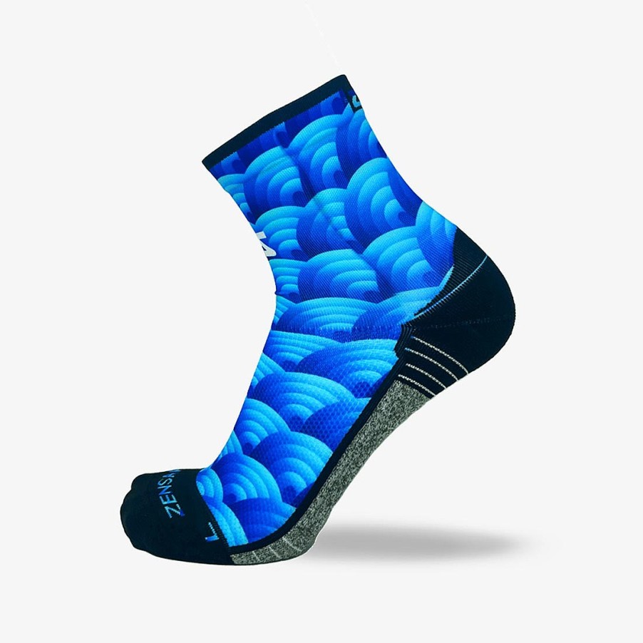 Limited Edition Zensah | Abstract Wavebows Socks (Mini-Crew) Blues