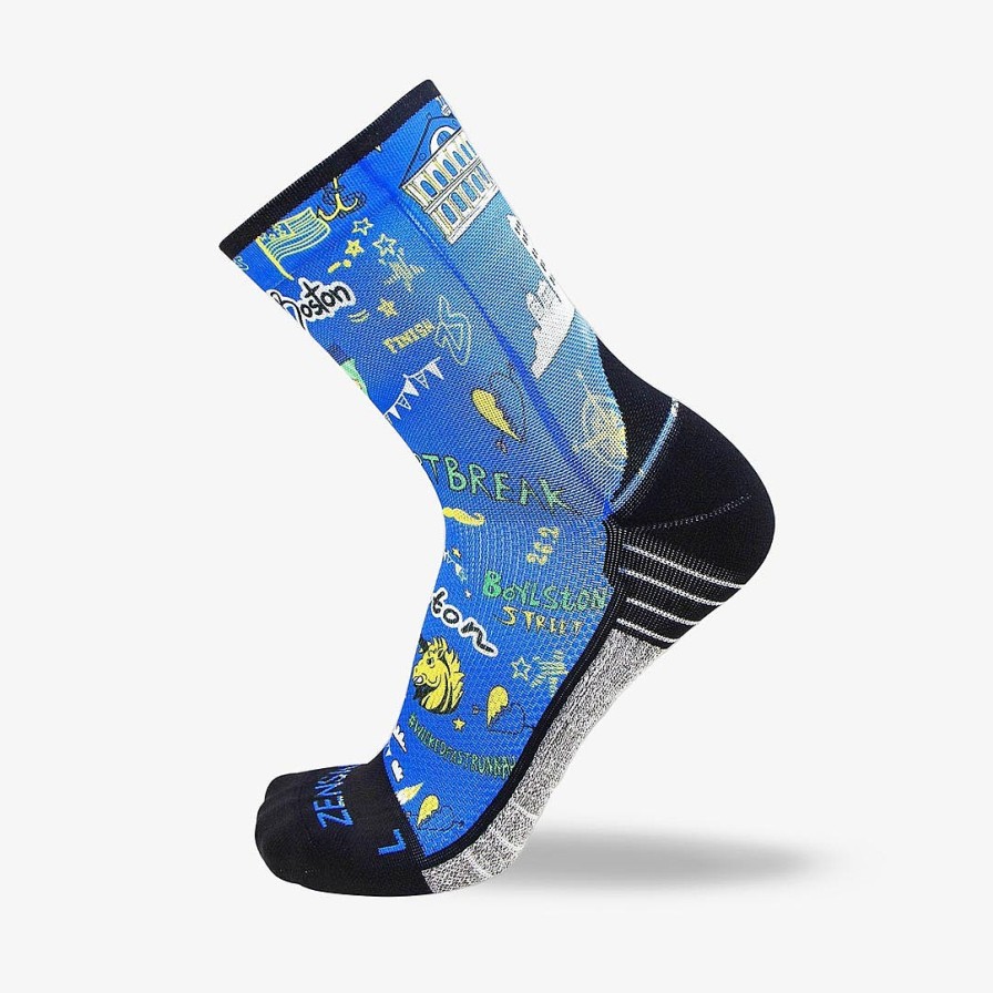 Men Zensah | Boston Doodle 2.0 Socks (Mini-Crew) Blue