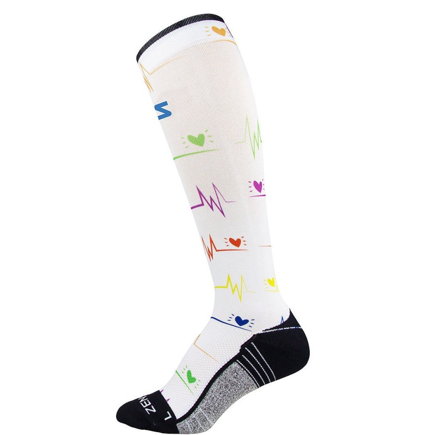 Limited Edition Zensah | Ekg Compression Socks (Knee High) White