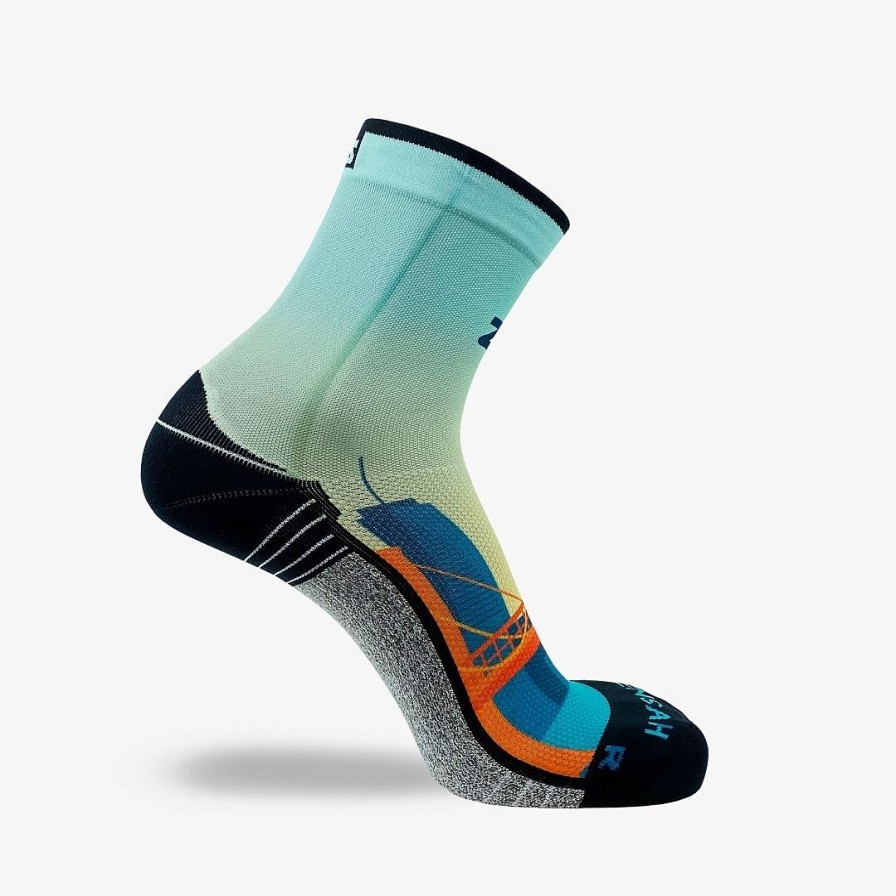 Men Zensah | Brooklyn Postcard Socks (Mini-Crew) Orange/Blue