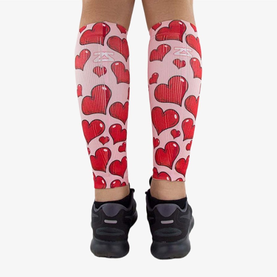 Limited Edition Zensah | Hearts Valentine'S Compression Leg Sleeves Pink