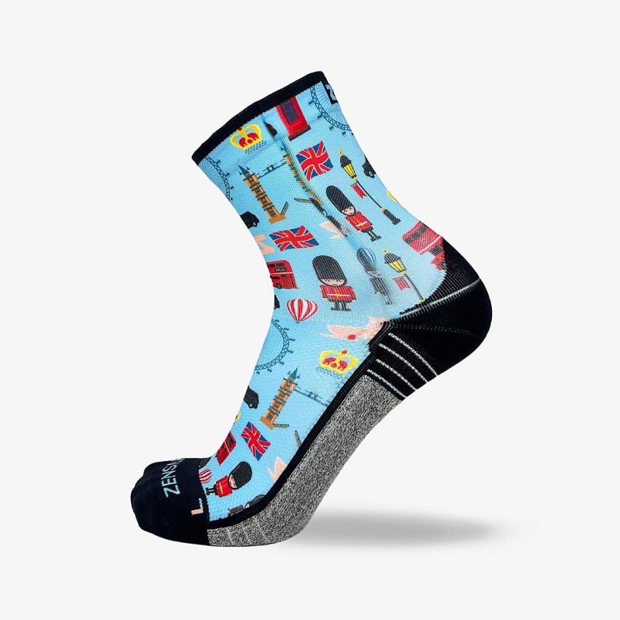 Men Zensah | London Doodle Socks (Mini-Crew) Sky Blue