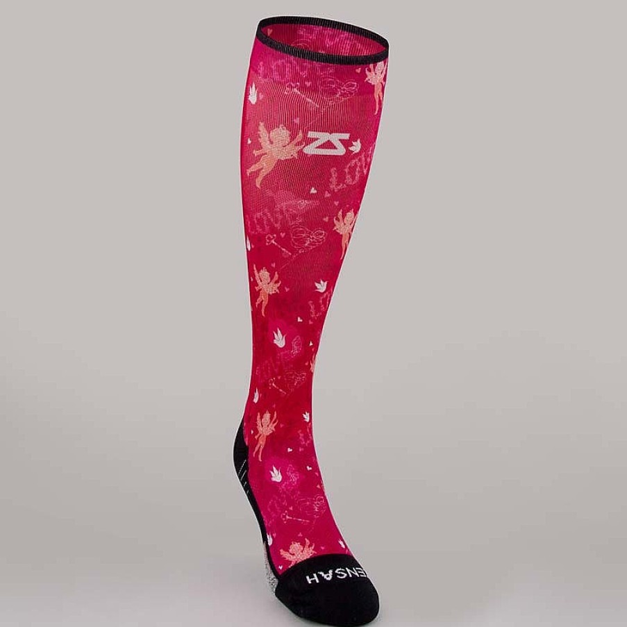 Men Zensah | Cupid Doodle Valentine'S Compression Socks (Knee-High) Magenta