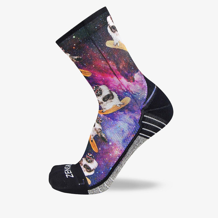 Limited Edition Zensah | Space Cats Socks (Mini-Crew) Black-Purple