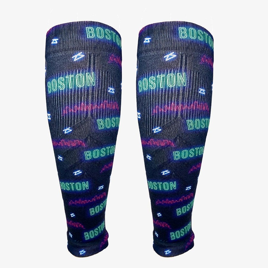 Limited Edition Zensah | Neon Boston Compression Leg Sleeves Navy