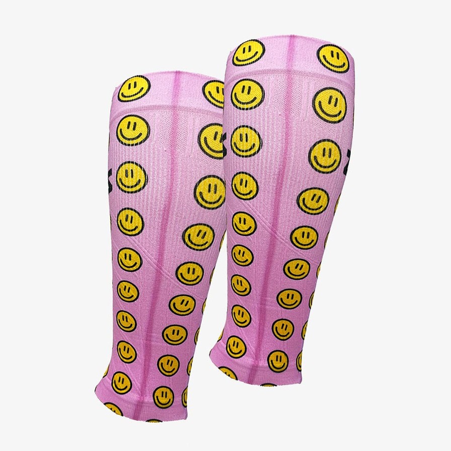 Men Zensah | Smiley Faces Compression Leg Sleeves Pink