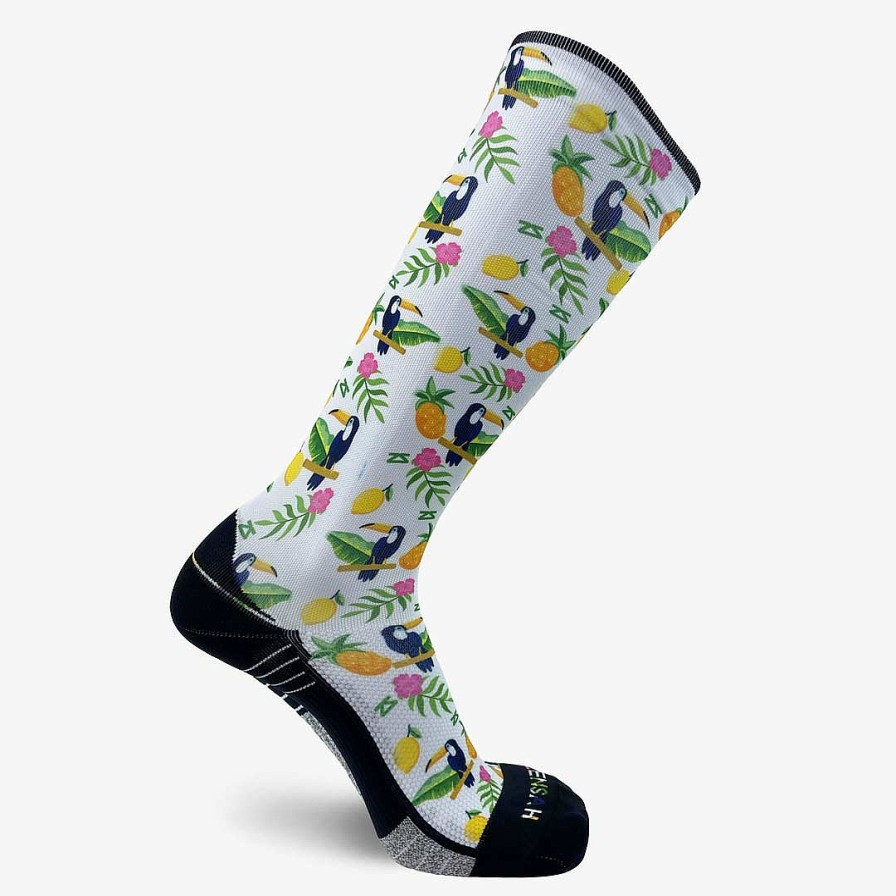 Limited Edition Zensah | Toucans Compression Socks (Knee-High) White