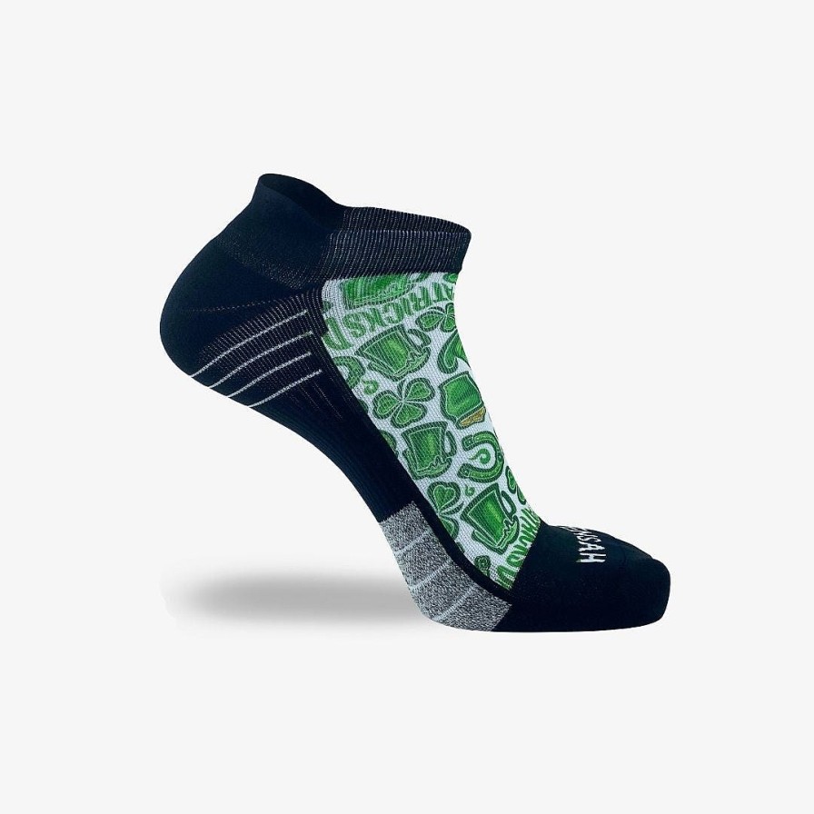 Men Zensah | Clovers And Beer Running Socks (No Show) White