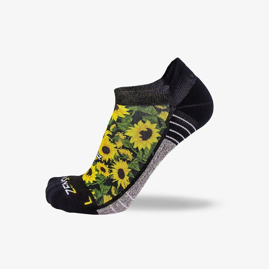 Men Zensah | Sunflowers Running Socks (No Show) Black