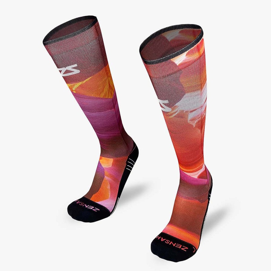 Limited Edition Zensah | Nature Canyon Compression Socks (Knee-High) Hot Pink/Neon Orange