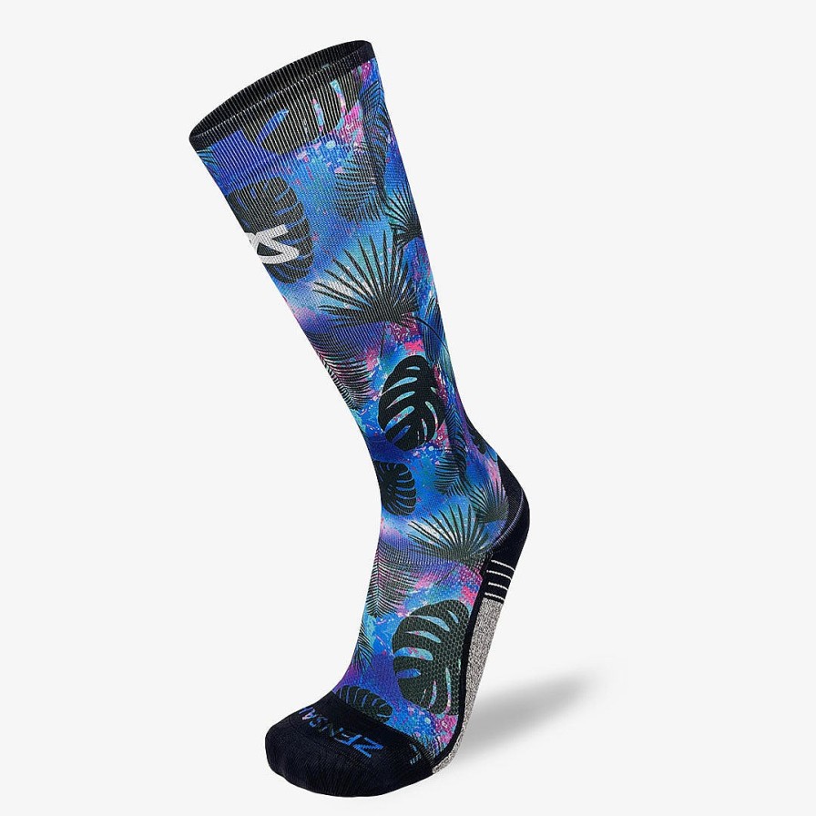 Limited Edition Zensah | Palm Leaves Compression Socks (Knee-High) Blue/Pink