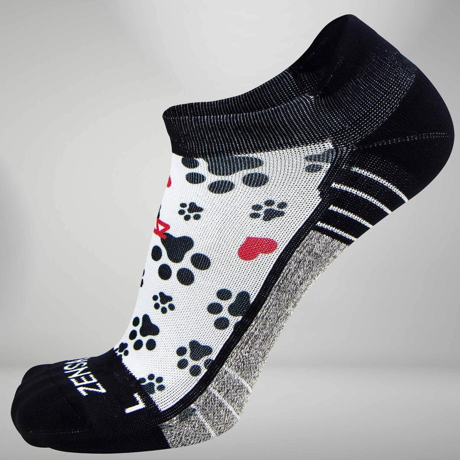 Men Zensah | Paw Prints Socks (No Show) White