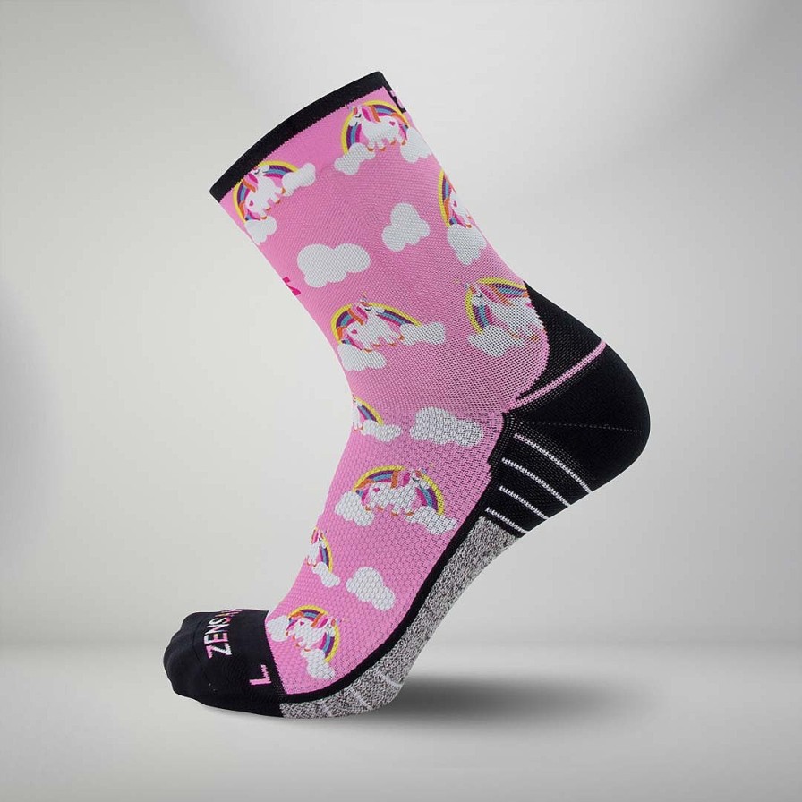 Men Zensah | Rainbow Unicorns Socks (Mini-Crew) Pink