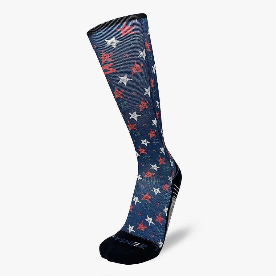 Limited Edition Zensah | Illustrated Stars Compression Socks (Knee-High) Navy