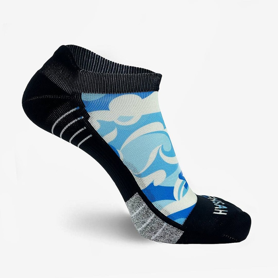 Limited Edition Zensah | Tropical Surf Waves Running Socks (No Show) Blues