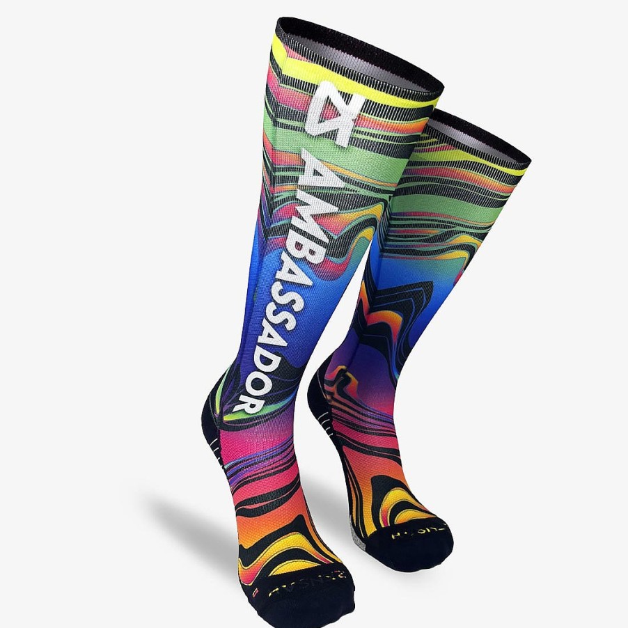 Men Zensah | 2024 Rainbow Swirls Ambassador Compression Socks (Knee-High) Multi