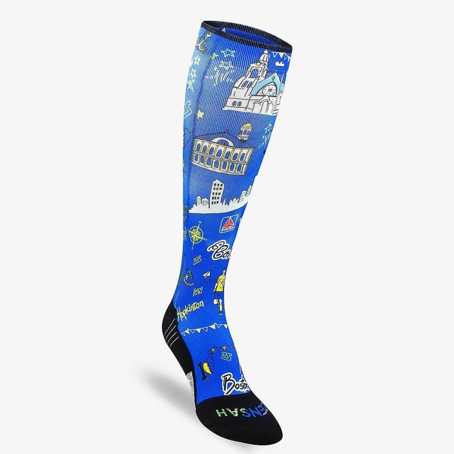 Men Zensah | Boston Doodle 2.0 Compression Socks (Knee-High) Blue