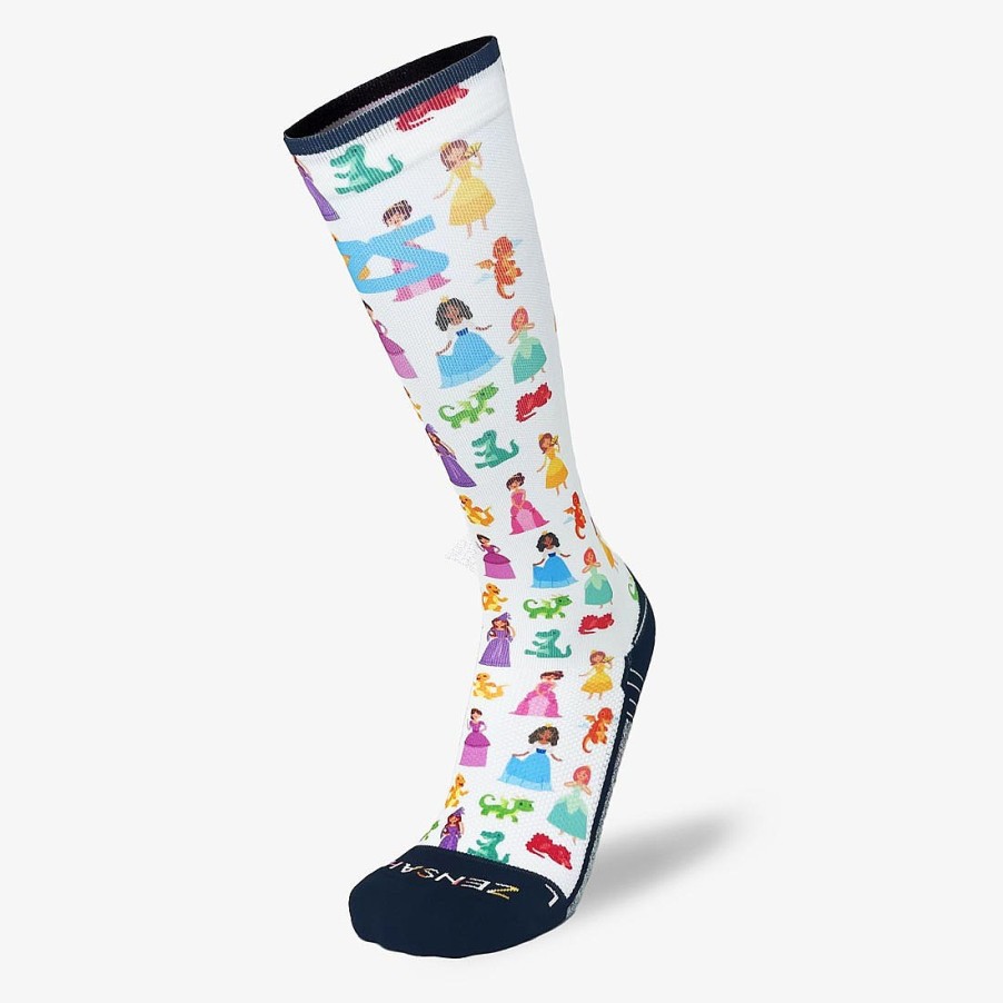 Men Zensah | Princesses And Dragons Compression Socks (Knee-High) White