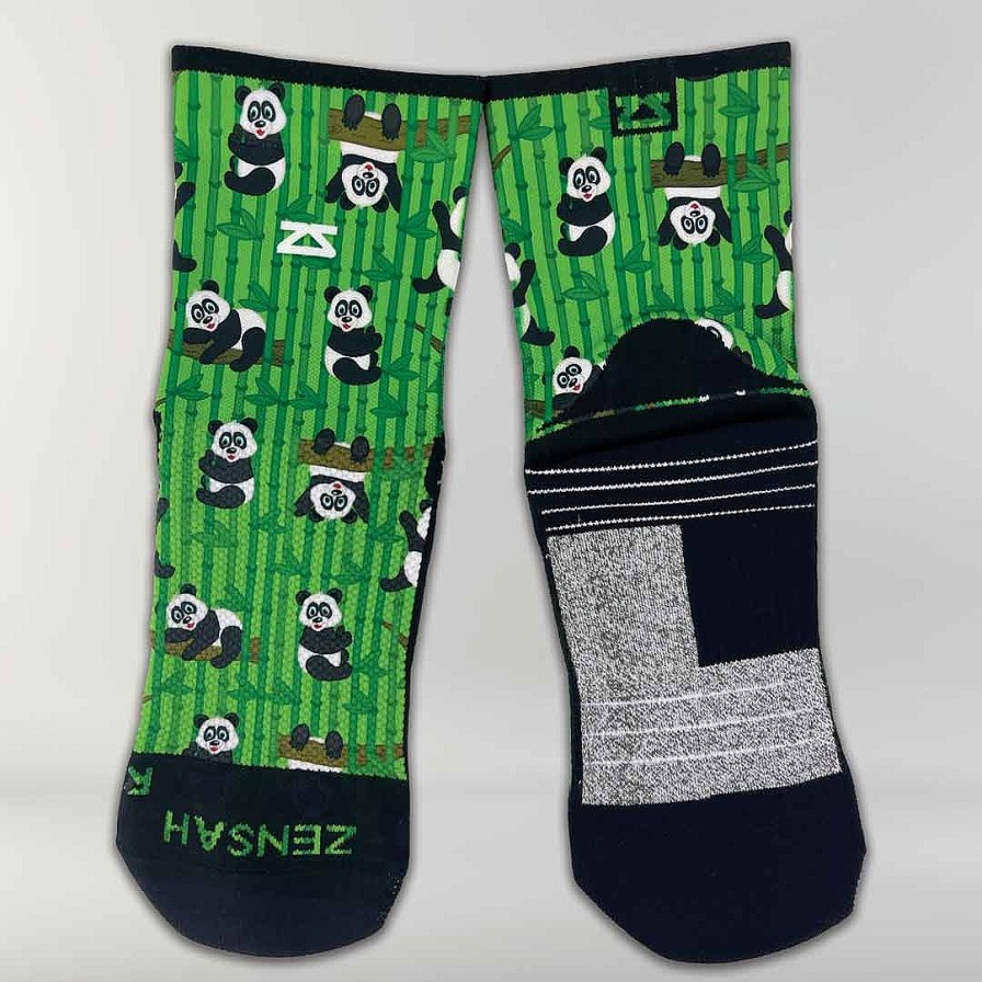 Men Zensah | Pandas Socks (Mini-Crew) Green