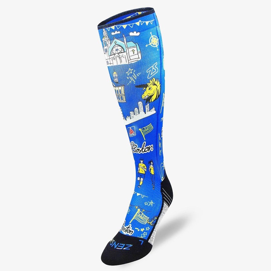 Men Zensah | Boston Doodle 2.0 Compression Socks (Knee-High) Blue