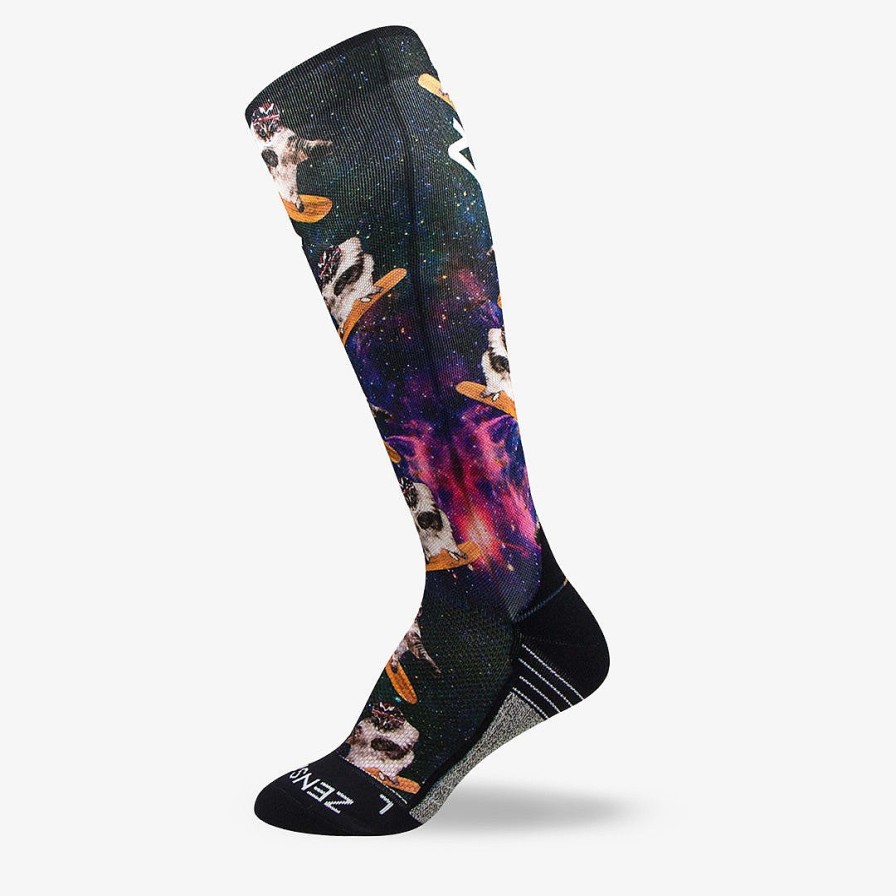 Men Zensah | Space Cats Compression Socks (Knee-High) Black-Purple