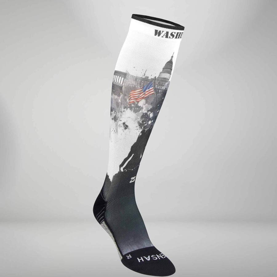 Men Zensah | Dc Skyline Compression Socks (Knee-High) Greyscale