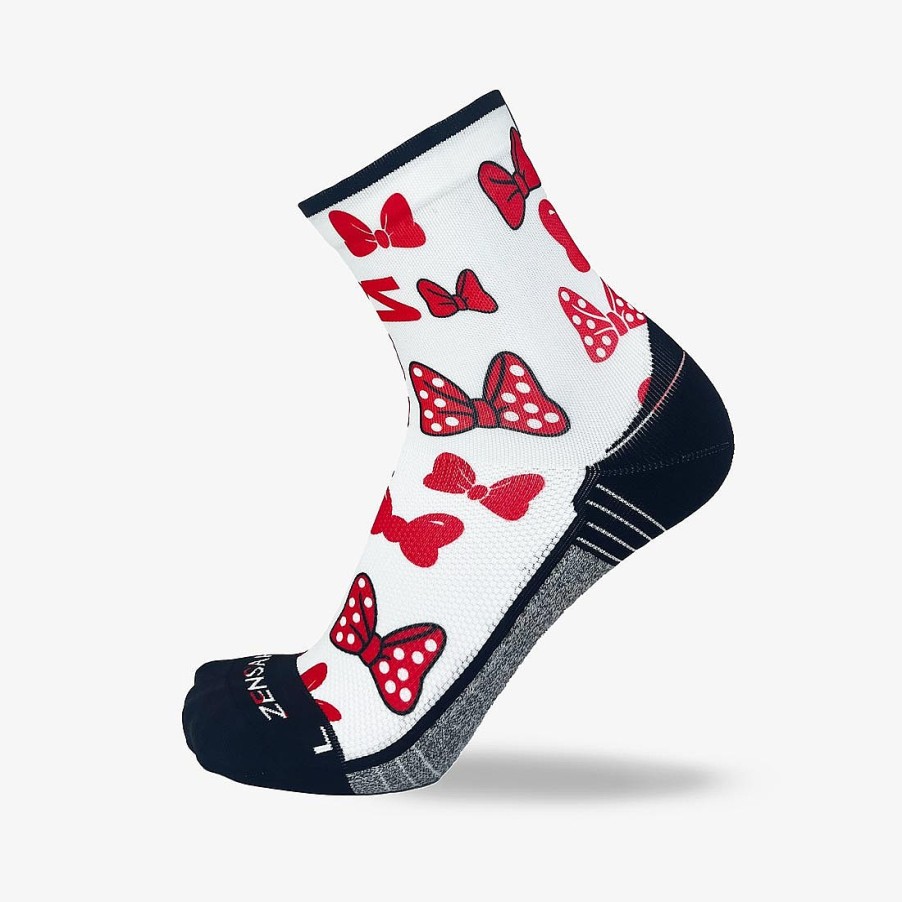 Limited Edition Zensah | Magical Bows Running Socks (Mini-Crew) White