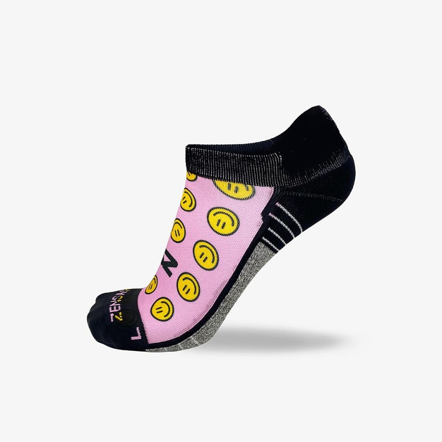 Limited Edition Zensah | Smiley Faces Running Socks (No Show) Pink