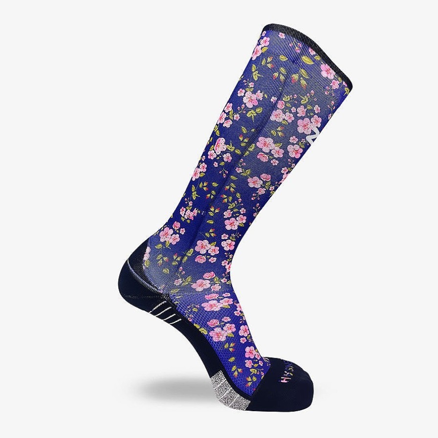 Men Zensah | Cherry Blossoms Compression Socks (Knee-High) Navy