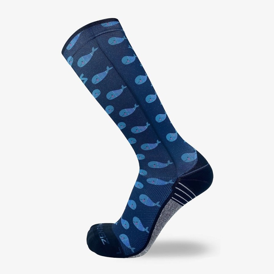 Men Zensah | Whales Compression Socks (Knee-High) Navy