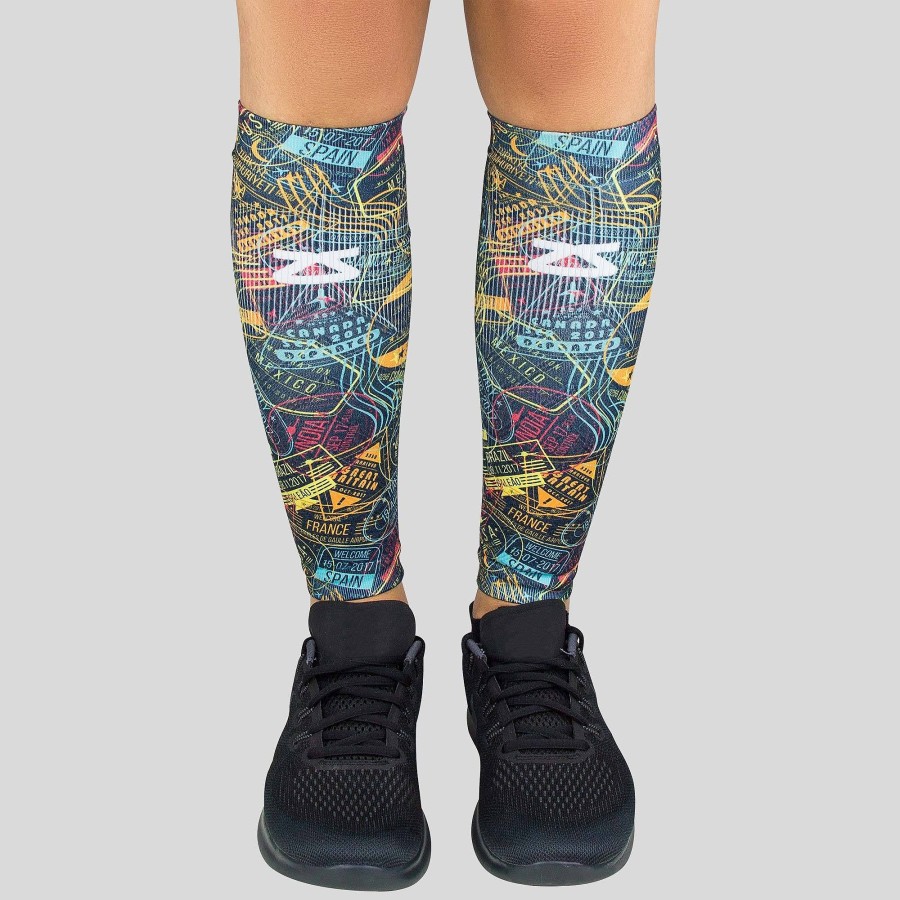 Limited Edition Zensah | Passport Stamps Compression Leg Sleeves Black