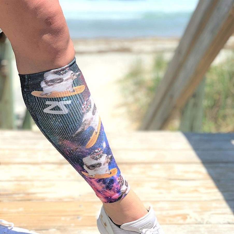 Limited Edition Zensah | Space Cats Compression Leg Sleeves Black-Purple